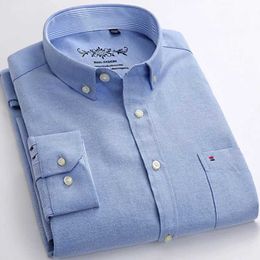 Men's Dress Shirts Oxford cloth solid color long sle shirt mens business casual formal wear all comfortable professional temperament slim shirt d240507