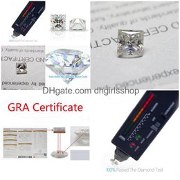 Loose Gemstones 2X210X10Mm White D Colour Vvs1 Princess Cut Moissanite Stone With Gra Certificate Drop Delivery Jewellery Dhinv