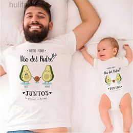 Family Matching Outfits Our First Fathers Day Together Family Matching Outfit Infant Romper+Daddy T-Shirt Family Clothing Fathers Day Best Gifts d240507