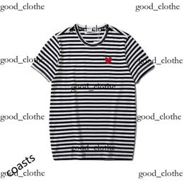 Male and Female Couple Long Sleeve Cdgs T-shirt Designer Play Commes Des Garcons Embroidered Sweater Pullover Love Black and White Stripes Loose Short Sleeve 881