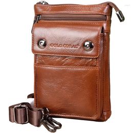 Waist Bags Genuine Leather Small Shoulder Bag Men Messenger Mobile/Cell Phone Pouch Travel Male Crossbody Coin Purse Pack