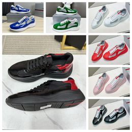 sneakers low top americas cup mens designer casual shoes soft rubber patent leather pink black white red green america