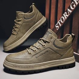 Casual Shoes 2024 Men Fashion Classic Lifestyle Round Toe Mid-top Work Comfortable Outdoor Walking Sneakers