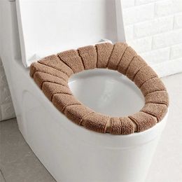 Toilet Seat Covers Bathroom Toilet Cover Washable Soft Winter Warmer Mat Pumpkin Shape Toilet seat Bidet Covers Simple Solid Colour