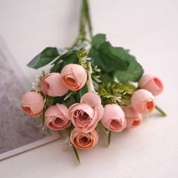 Fiori artificiali di seta rosa per decorazione del matrimonio sposa bouquet falsa branco di decorazioni per la casa fai -da -te accessori artistici per vaso