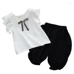 Clothing Sets 2Pcs Toddler Baby Girls Clothes Set Summer Kids Bow Pattern Sleeve T Shirt Tops Shorts