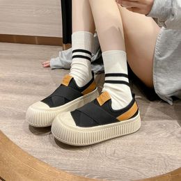 Casual Shoes Spring/Summer Thick Sole Breathable Student One Step Female Board Cookie Canvas Fashionable And