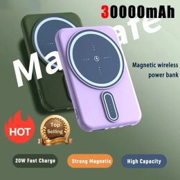 Bank Magsafe Power Bank 30000mAh Wireless Magnetic 20000mAh Thin and Portable Digital Screen Display for iPhone Free Shipping