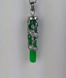 11 green Jade pendant necklace Long Zhu pendant color retention plated silver jade dragon pillars whole C26564941