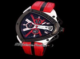 2021 New Tonino Sports Car Cattle Swiss Quartz Chronograph Mens Watch Two Tone PVD Black Dial Dynamic Sports Red Leather Puretime 9166659