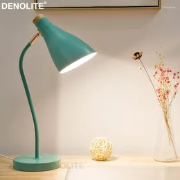 Table Lamps DENOLITE Study Desk Lamp White Black Green Pink 270Degree Rotation Metal Light With ON/OFF Or Dimmer Switch