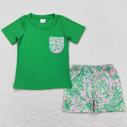 Clothing Sets Baby Boys Clothes Green Short Sleeve Tee Shirts Tops Shorts Fashion Kids Designer Boutique Outfits