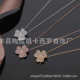 Designer High Version High version Van thick gold electroplated 18K lucky clover full diamond necklace of the same style