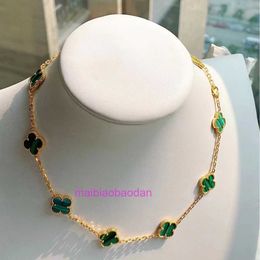 Luxury 1to1 Original Vancllf Necklace Fashion Designer 4four Leaf Clover v Gold High Edition Four Grass Ten Flower Peacock Green for Women with Thickened 18k Rose
