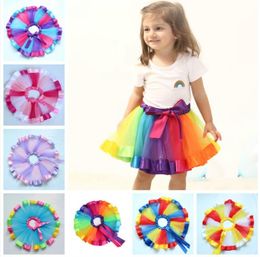 Rainbow Dress Baby Girls Childrens Kids Dancing Tulle Tutu Skirts Pettiskirt Dancewear Ballet Dress Fancy Skirts Costume Free Shipping