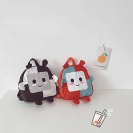 Backpacks Kindergarten mini school bag cute cartoon patch work baby bag zipper childrens backpack baby boy girl anti loss bagL240502