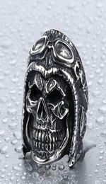 Men039039s Jewellery New Style Stainless Steel Punk Gothic Skull Astronaut Pilot Aviator Ring Steampunk Vintage Biker Silver2058641