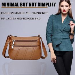 Totes Women PU Leather Messenger Bag Mother Solid Handbag Crossbody Multi-pocket Purse Youth Ladies Simple Versatile