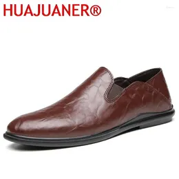 Casual Shoes Business Driving Men Leather Loafers Spring Autumn Non-Slip Retro Office Formal Leisure Walk Handmade Flats