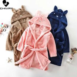 Pyjamas New autumn and winter childrens hooded bathroom baby bath towel baby bath towel boy and girl cartoon rabbit flannel Pyjamas long sleeved towel robeL2405