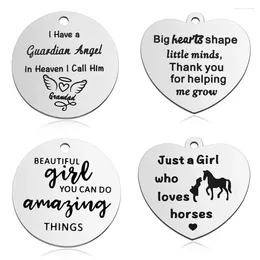 Pendant Necklaces 5pcs/lot Mirror Polish 316 Stainless Steel Beautiful Gift You Can Do Amaging Things Words Charm DIY Making Charms