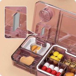 Storage Boxes Bins 3-in-1 multifunctional pill box manager cutting machine with invisible storage portable medical crusher Q240506