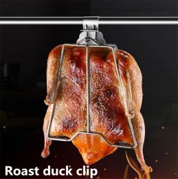 Accessories Stainless steel chicken roast duck clip hook board shelf beer oven grill bbq Barbecue net cured duck burning tool bbq skewers