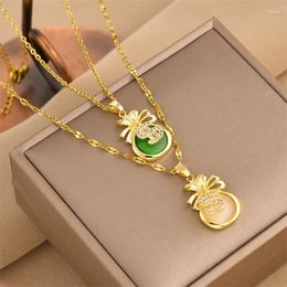 Pendant Necklaces Fashionable Trend Set With Zircon Money Bag High-quality Titanium Steel Necklace Women's Non Fading Jewellery