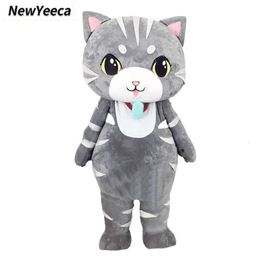 Mascot Costumes New Grey Cute Cat Mascot Funny Monkey Doll Set Halloween Adult Walking Animal Costume