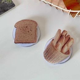 Cell Phone Mounts Holders Korean Cute Toast Bread Strawberry For Magsafe Magnetic Phone Griptok Grip Tok Stand For iPhone Wireless Charging Holder Bracket