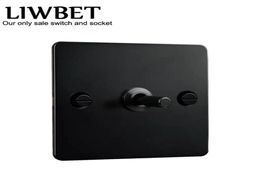 Black color 1 gang 2 way Wall Switch and AC220250V Stainless steel panel Light Switch with black color toggle T2006053982229