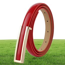 RAINIE SEAN Patent Leather Women Belt Thin Ladies Waist for Trousers Real Leather Red Blue Black White Pink Female Strap 102cm 2103342325