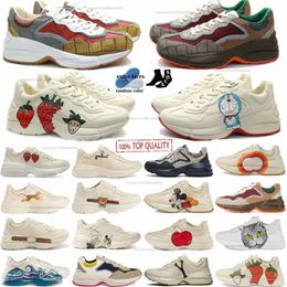 Rhyton Sneakers Designer shoes Vintage Beige Ebony Mouth Vintage Logo Brick Red Apple Yankees Chunky mens womens Old Dad Casual Shoes KcWf#