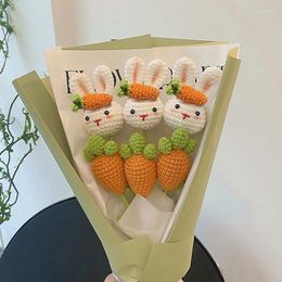 Decorative Flowers 1pc Balloon Pig Knitted Flower Diy Hand Woven Finished Cute Piggy Needle Crocheted Sunflower Bouquet Creative