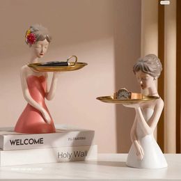 Decorative Objects Figurines Home Accessories Princess Statue Entryway Key Storage Ornaments Living Room Decorations Desktop Tray Storage Home Decor Nordic T240