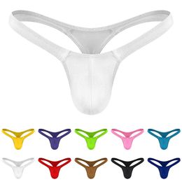 Sexy Solid Colour Thongs Low-Rise Simple T-Back Thong Bluge Pouch Briefs G-String Bikini Underwear Pump Man Thong For Men 240506