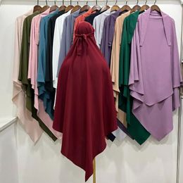 Ethnic Clothing Ramadan Eid Hijab Muslim Women Solid Full Cover Head Shawls Headscarf Prayer Wear Nida Soft One Piece Hijabs Elegant
