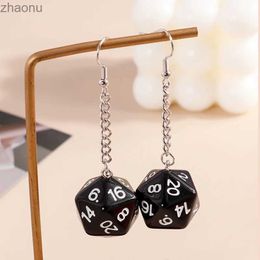 Dangle Chandelier Fashion Differences Digital Acrylic Dice Earrings Personalized Game Props Multi functional Digital Dice Long Pendant Earring Hooks XW