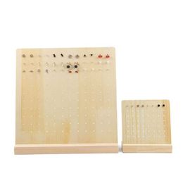 Jewelry Stand Natural Wooden Display 56/132 Hole Earring Classic Organizer Q240506