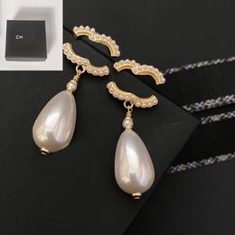 Water Drop Pearl Earrings Designer Letter Studs Brand Stud Jewelry Classic 925 Silver Men Women Crystal Earring Lover Couple Fashion Accessories Gifts with Box