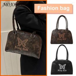 Shoulder Bags Women Retro Leather Tote Handbag Zipper Bag Baseball Waterproof Embroidered Butterfly Satchel Hobo Purse