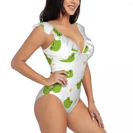 Women's Swimwear Women Cute Frog One Piece Sexy Ruffle Swimsuit Summer Beach Wear Slimming Bathing Suit