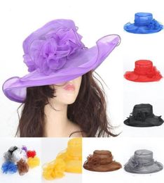 wedding hat Women Church Sun Hat Wide Brim Cap Wedding Dress Tea Party Floral Beach Party Hats5567592