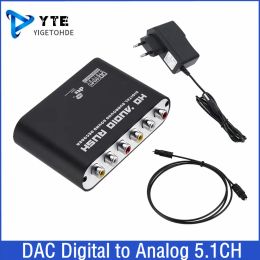 Converter YIGETOHDE AC3 Audio Digital to Analogue 5.1 Channel Stereo DAC Converter Optical SPDIF Coaxial AUX 3.5Mm to 6RCA Decoder Amplifier