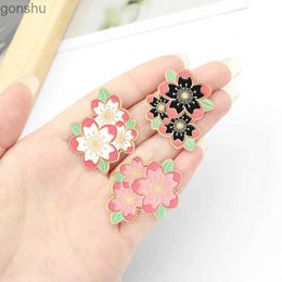 Pins Brooches Cartoon Cherry Blossom Brooch Drop Oil Enamel Baking Paint Pink Brooch Backpack Collar Emblem Accessories WX