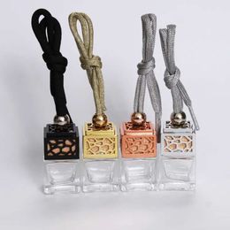 Design Hanging Perfume Car Hollow New Ornament Air Freshener For Essential Oils Diffuser Fragrance Empty Glass Bottle