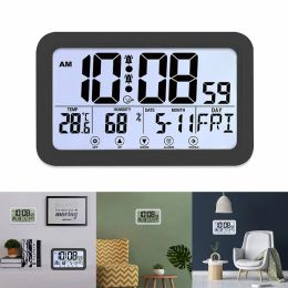 Clocks Large Number Electronic Wall Clock Student Alarm Clock Temperature Humidity Calenda Display Touch Setting Button Home Decoration