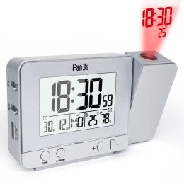 Clocks Digital Projection Alarm Clock Date Snooze Function LED Projector Desk Table Thermometer Hygrometer Lazy Clock Time Backlight