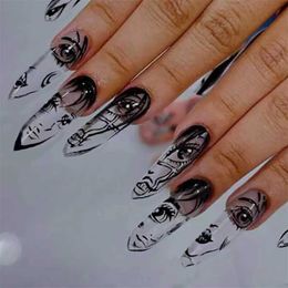 False Nails 24pcs Girl Pattern Press on Nails Japanese Style Artificial Nail Tips For Lady Women Manicure DIY Art Fake Nail Patches Supplies T240507