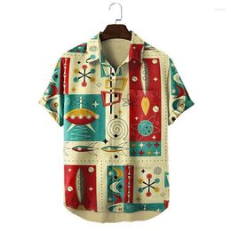 Men's Casual Shirts Thin Shirt 2024 Summer Printed Affordable Lapel Short Sleeve Hawaiian Holiday Flower Fashion Cardigan Top